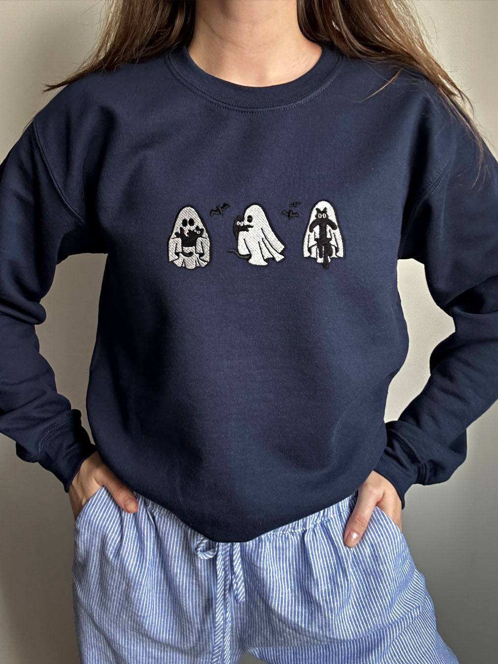 Ghosts and cats embroidery design