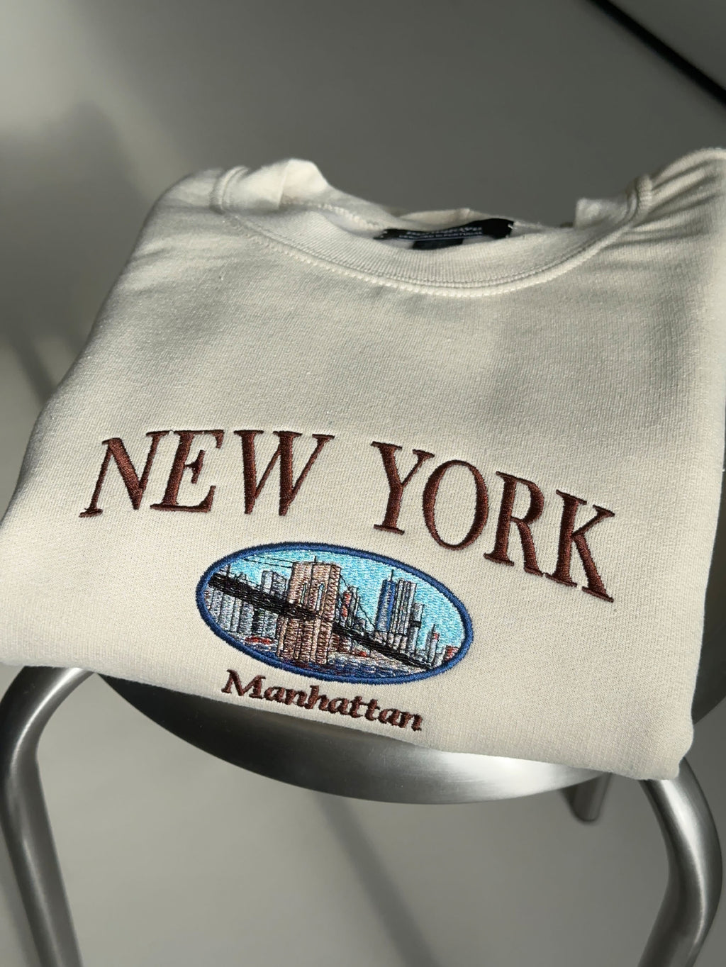 New York City Crewneck Sweatshirt, Brooklyn Bridge Shirt, Manhattan Embroidered Hoodie, NYC Skyline, New York Gifts