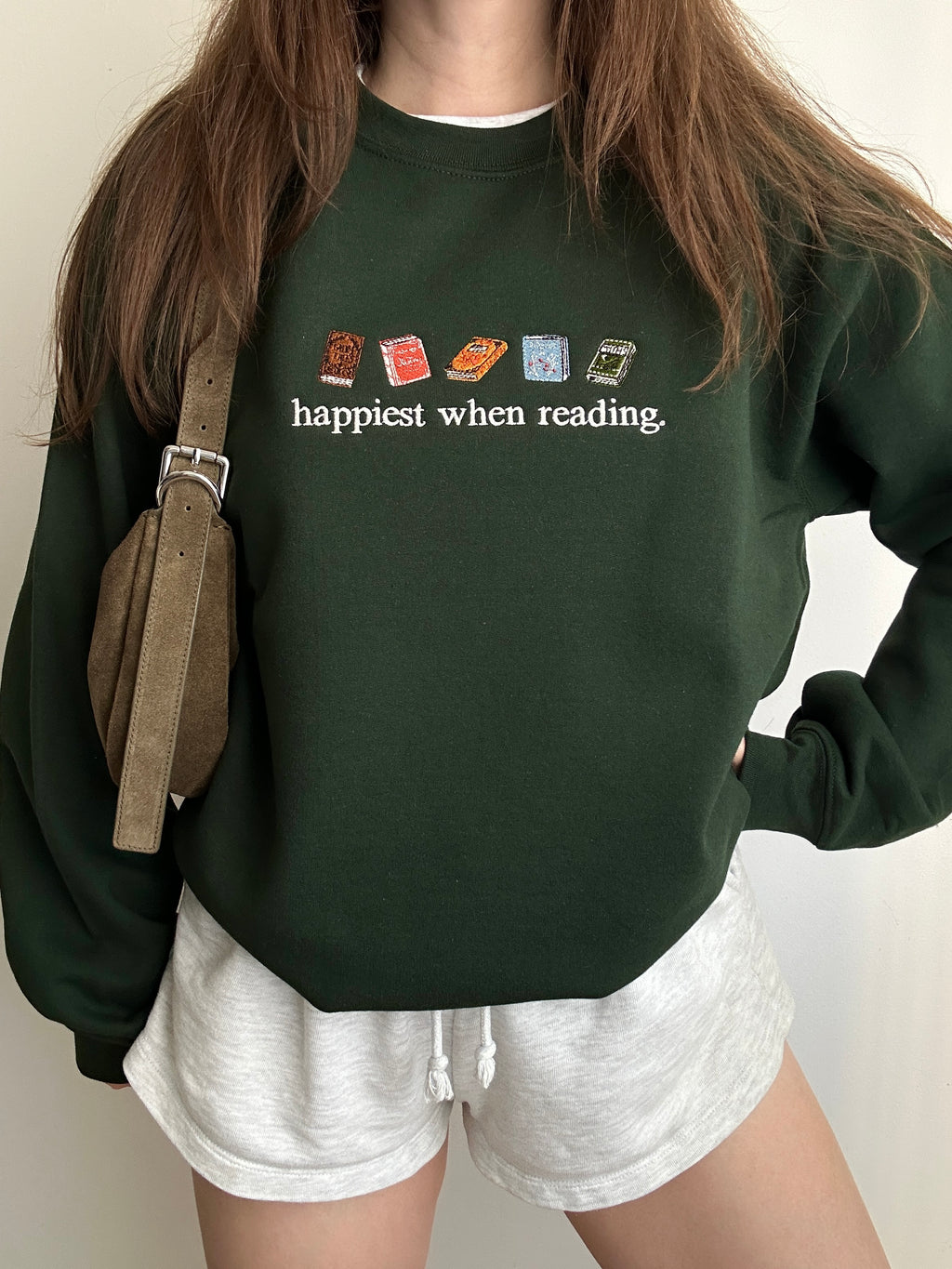 Happiest when reading embroidery design