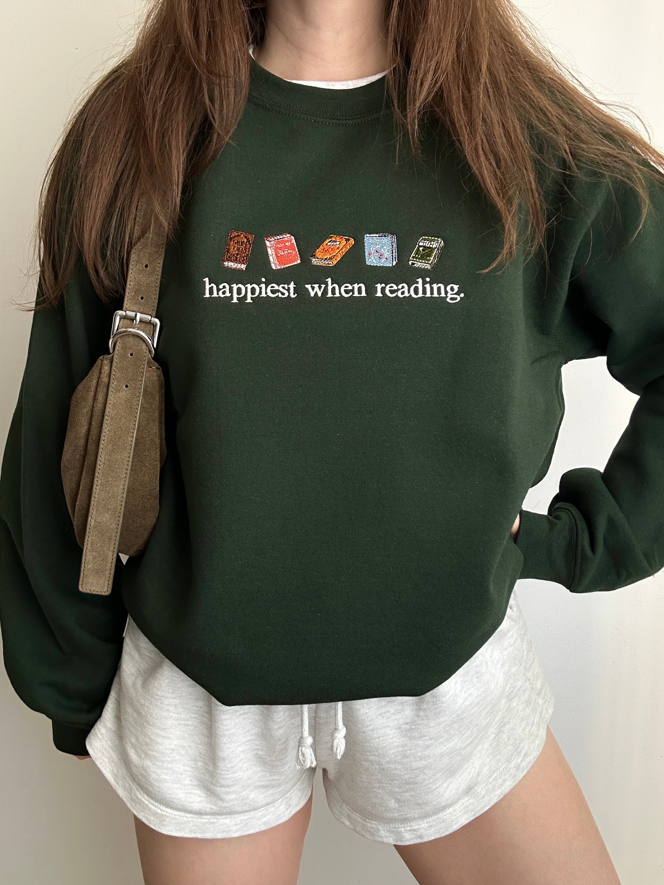 Happiest when reading embroidery design