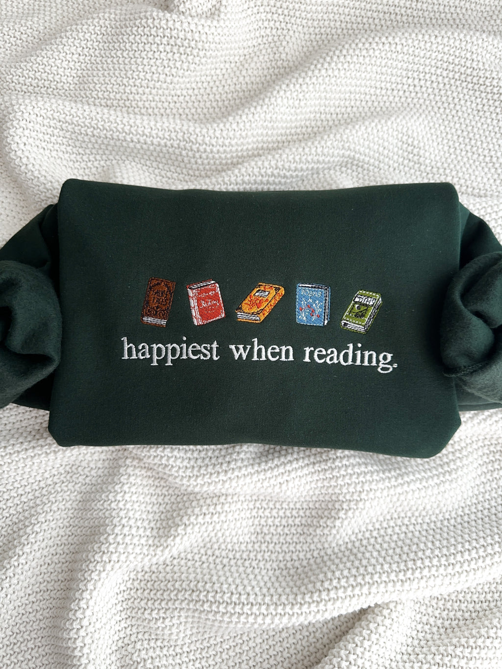 Happiest when reading embroidery design