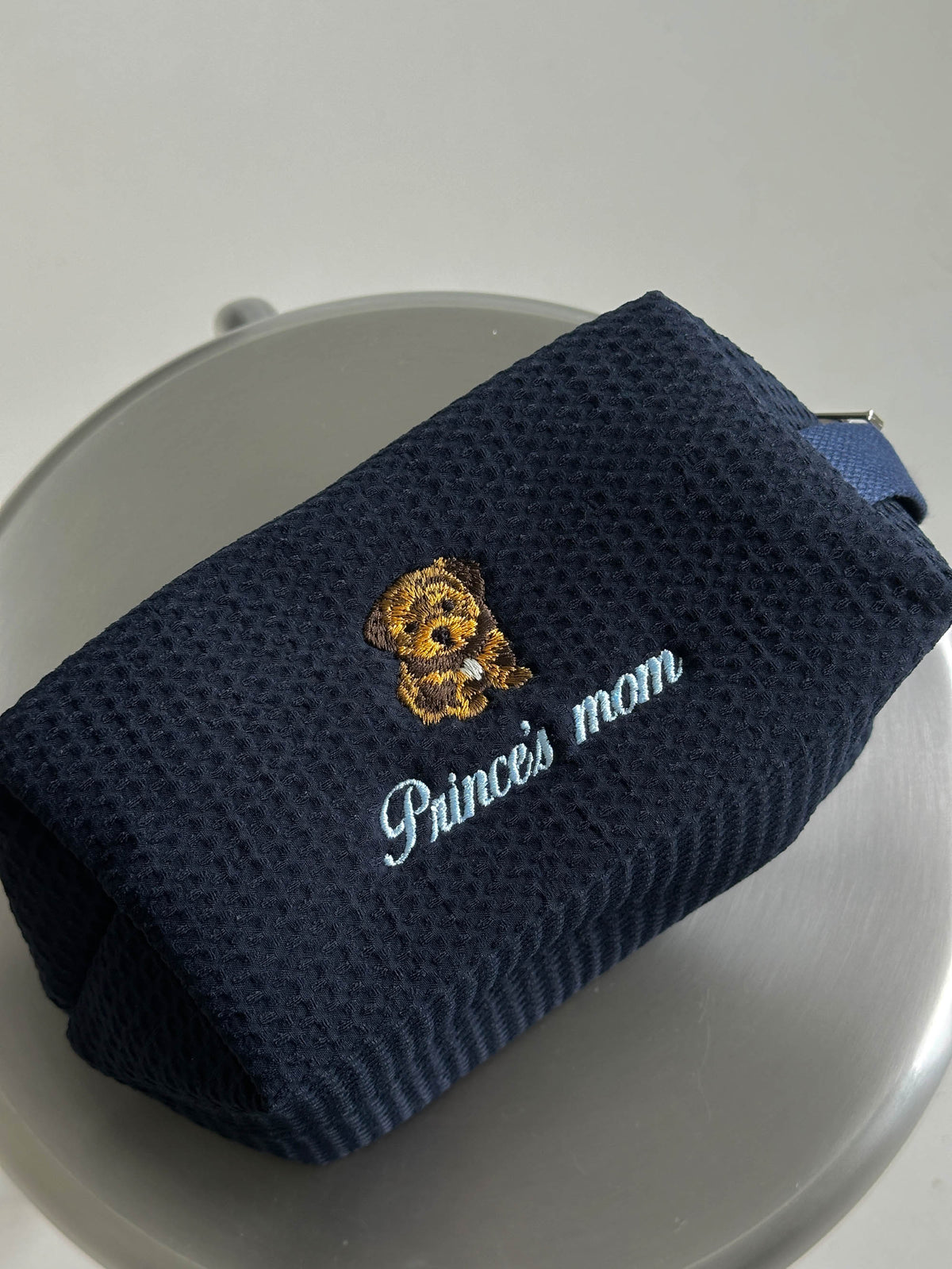 Personalized Dog Mom Waffle Pouch, Customized 36 Dog Breeds, Custom Embroidered Dog Makeup Bag