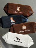 Dog Monogrammed Makeup Bag, Embroidered Personalized Pet, Custom Dog Lover Gifts