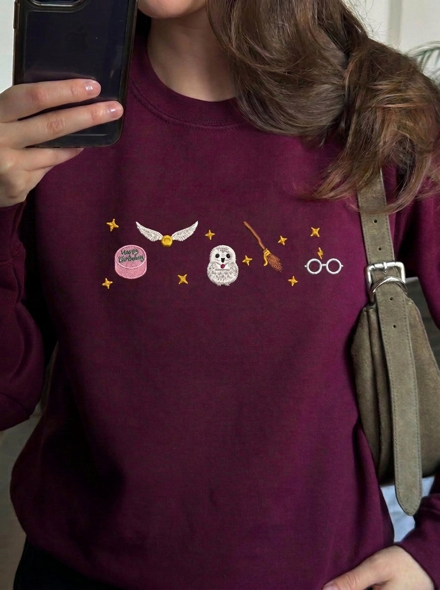 Wizard Embroidered Sweatshirt, Magical Owl Hoodie, Bookish Crewneck, Fantasy Shirt, Gifts for Book Lovers