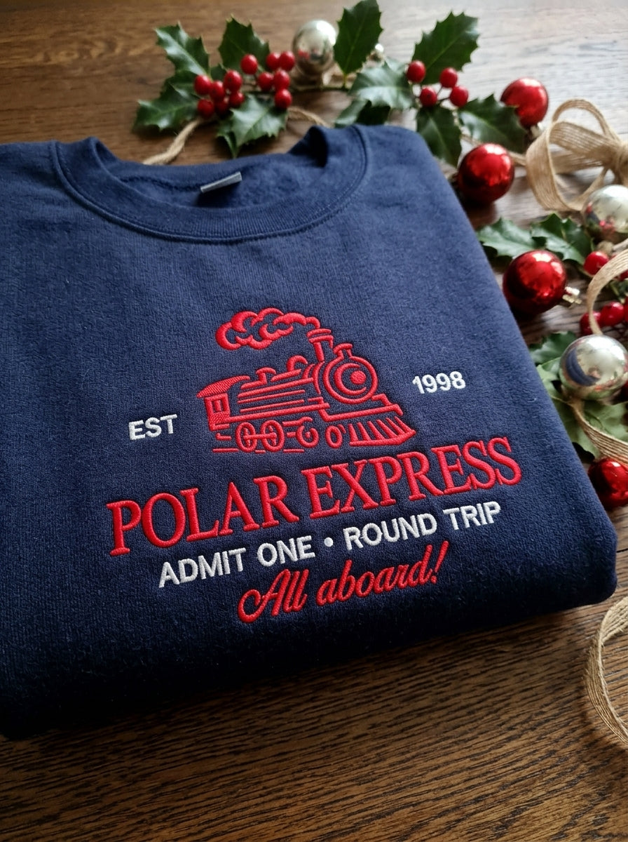 Polar Express Christmas Sweatshirt, Vintage Holiday Embroidered Crewneck, Cozy Christmas Hoodie, Christmas Gifts