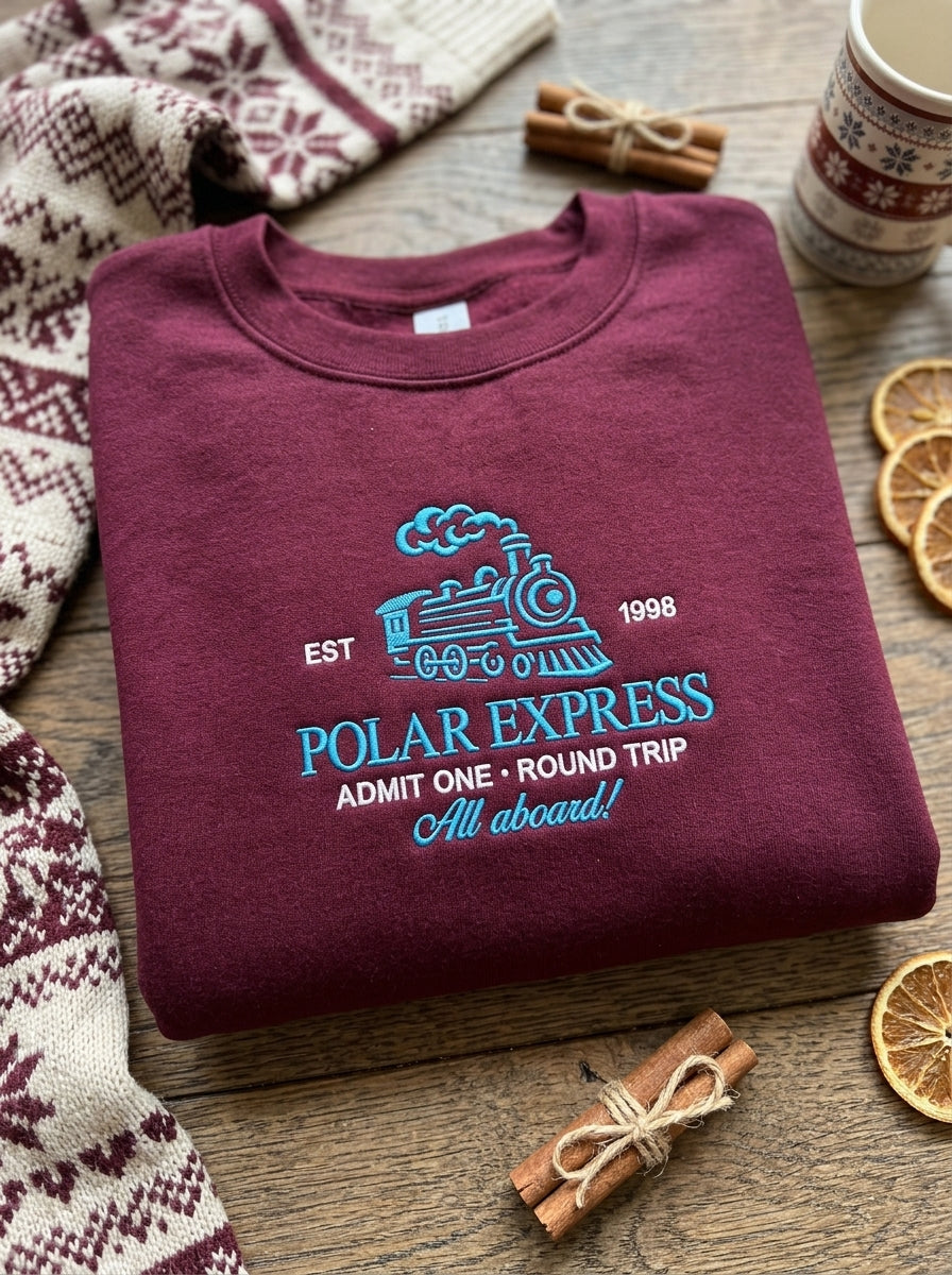 Polar Express Christmas Sweatshirt, Vintage Holiday Embroidered Crewneck, Cozy Christmas Hoodie, Christmas Gifts