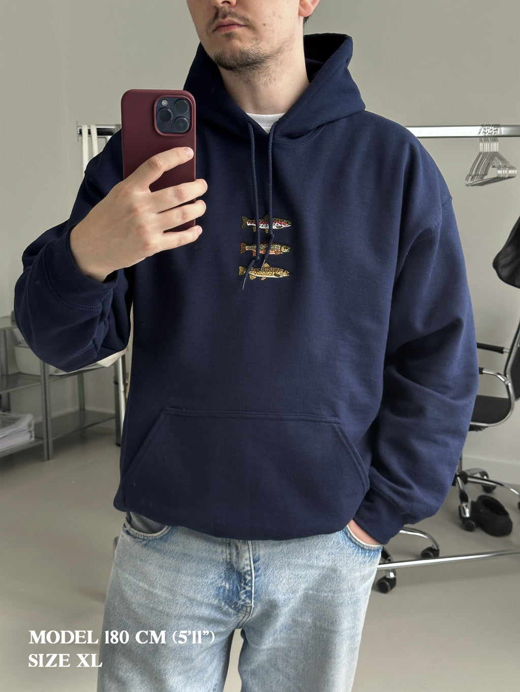 Wild Stream – Embroidered Fish Design