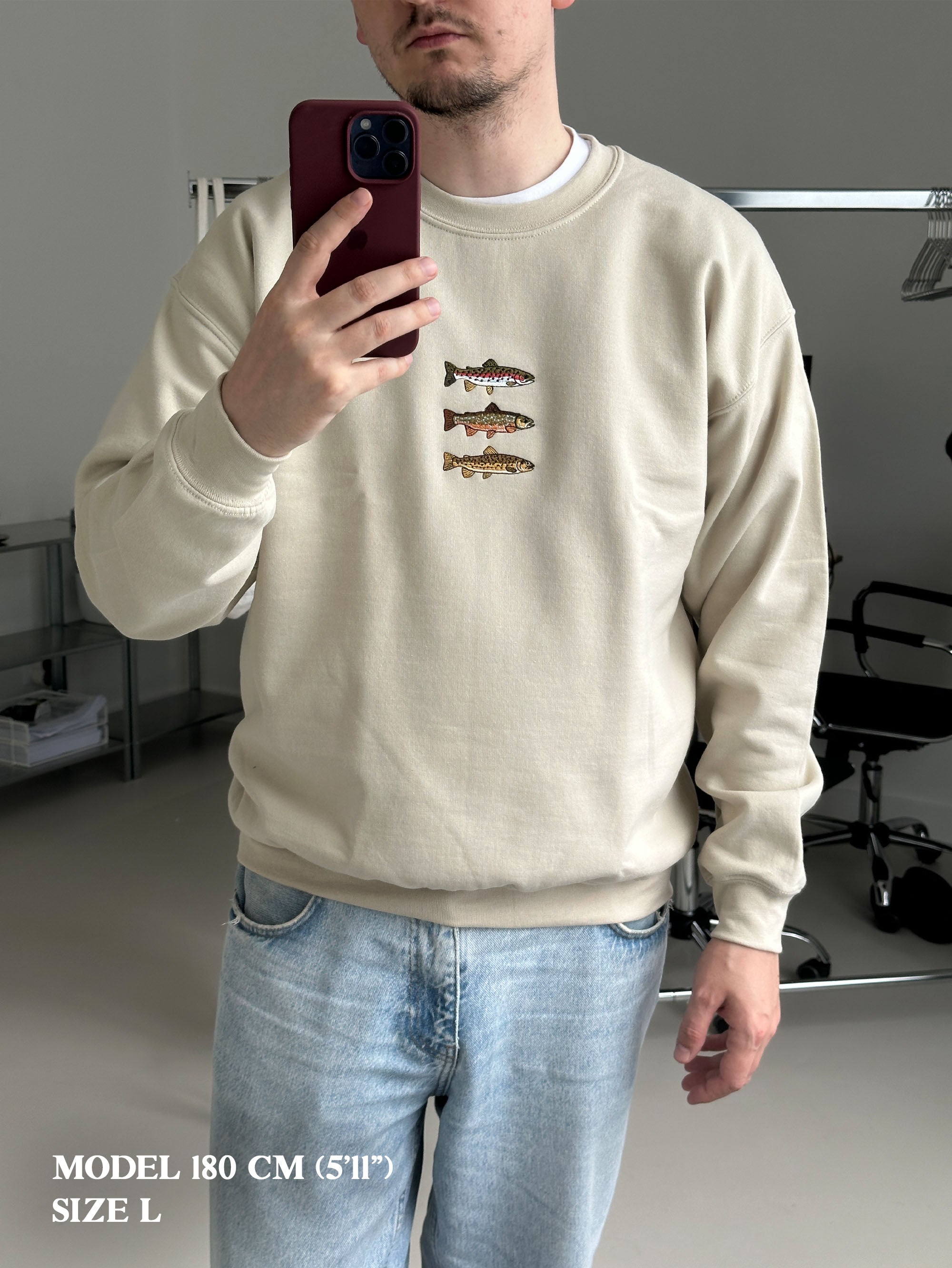 Wild Stream – Embroidered Fish Design