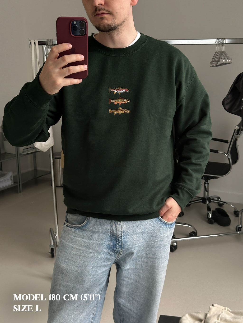 Wild Stream – Embroidered Fish Design