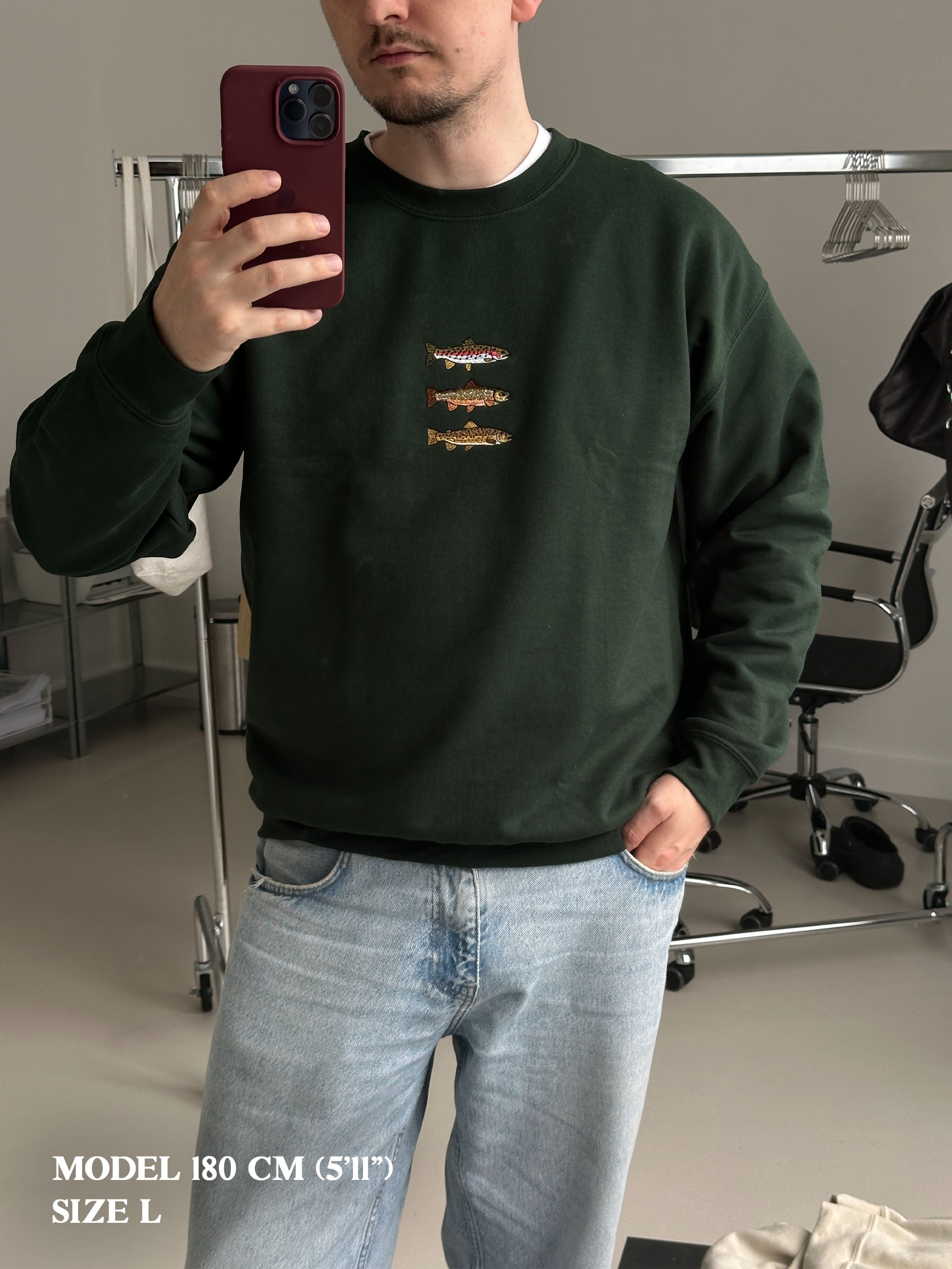 Wild Stream – Embroidered Fish Design