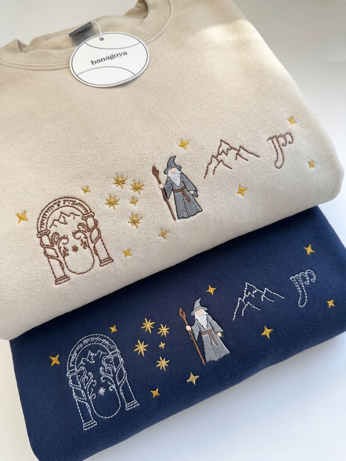 Grey Wizard Crewneck Sweatshirt, Dark Fantasy Embroidered Hoodie, Book Shirt, Bookish Merch, Book Lover Gift
