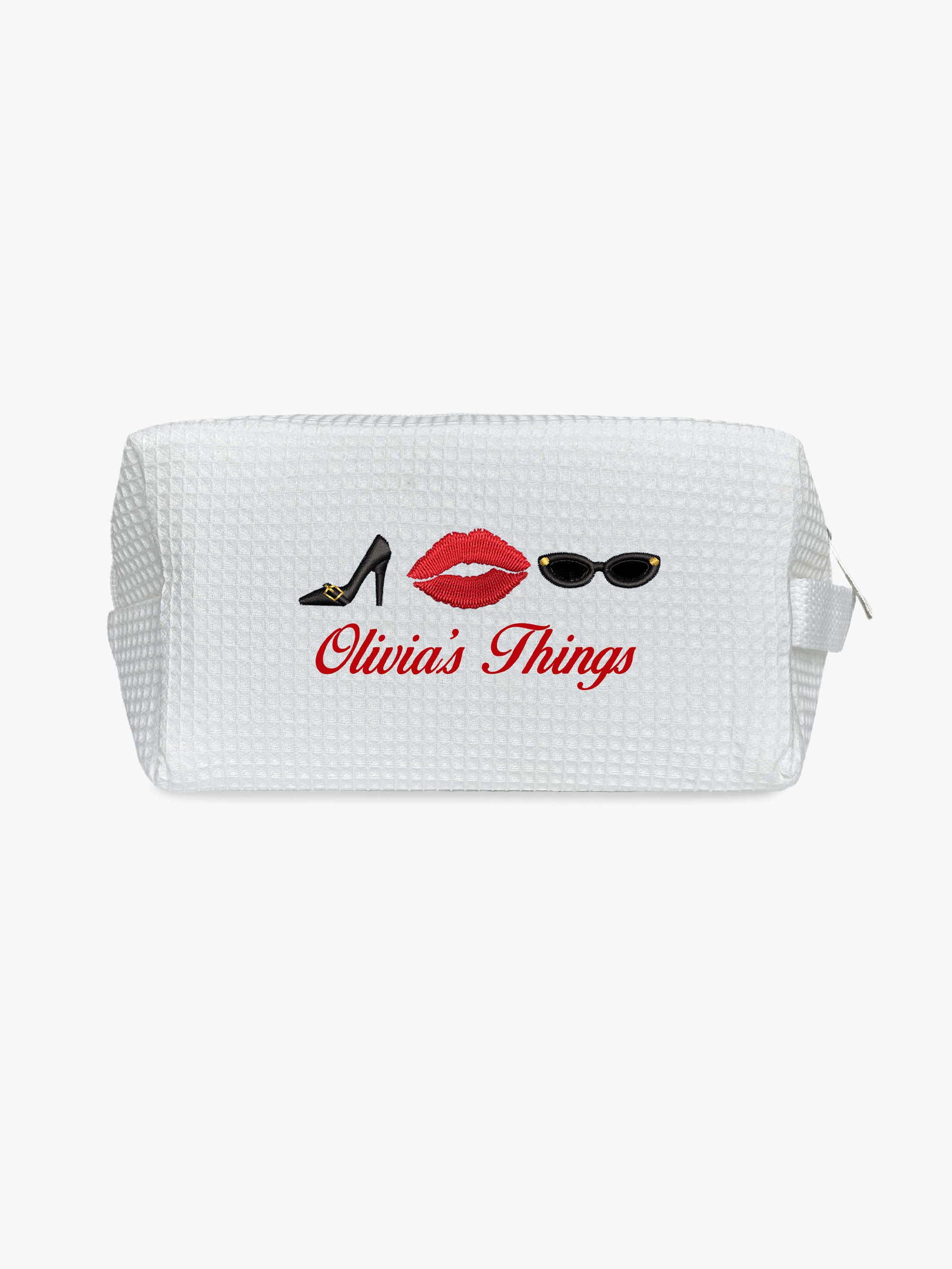 Custom Makeup Bag, Paris Gifts, Toiletry Bag, Waffle Makeup Pouch, Personalized Gift for Her, Bachelorette Bags
