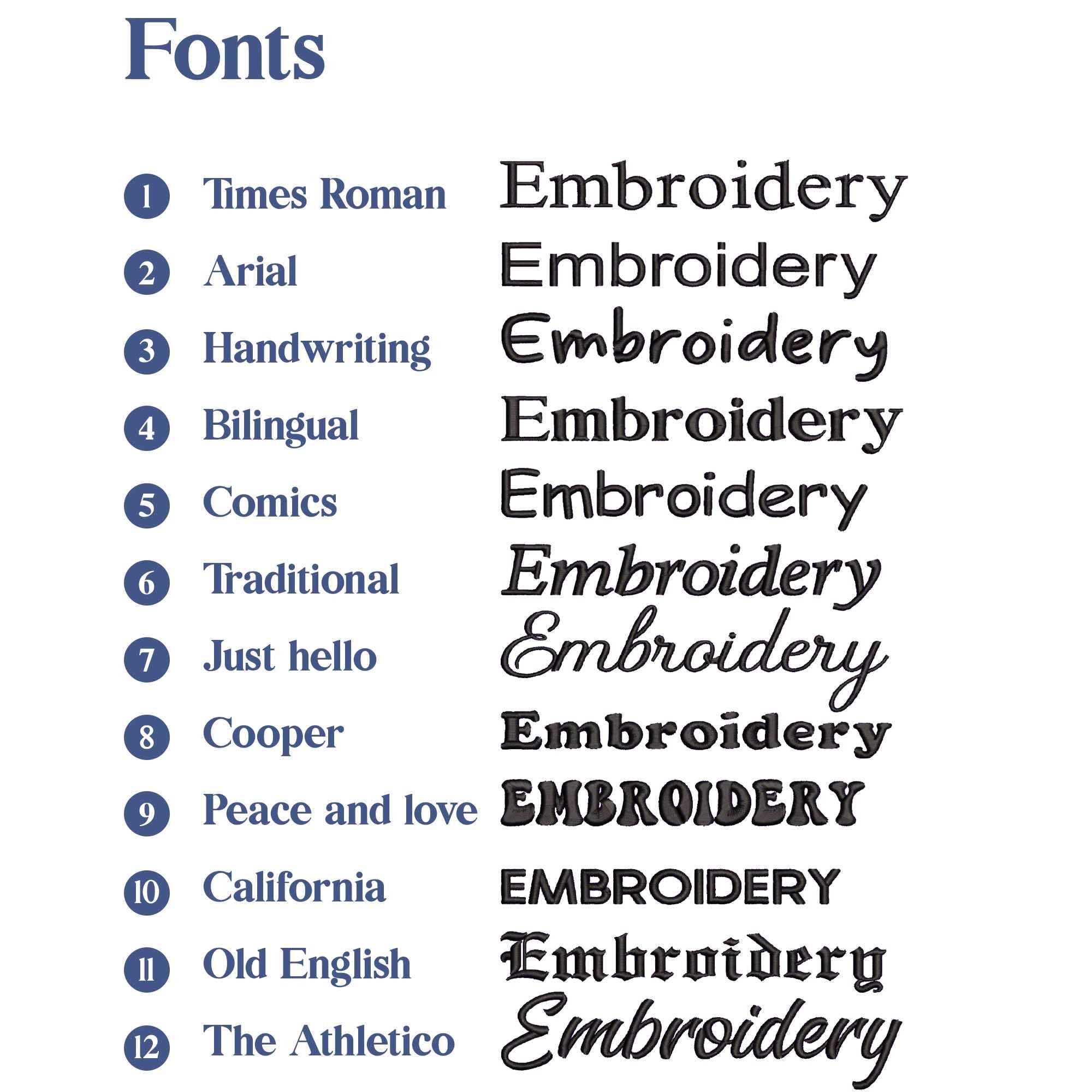 Custom text embroidery design