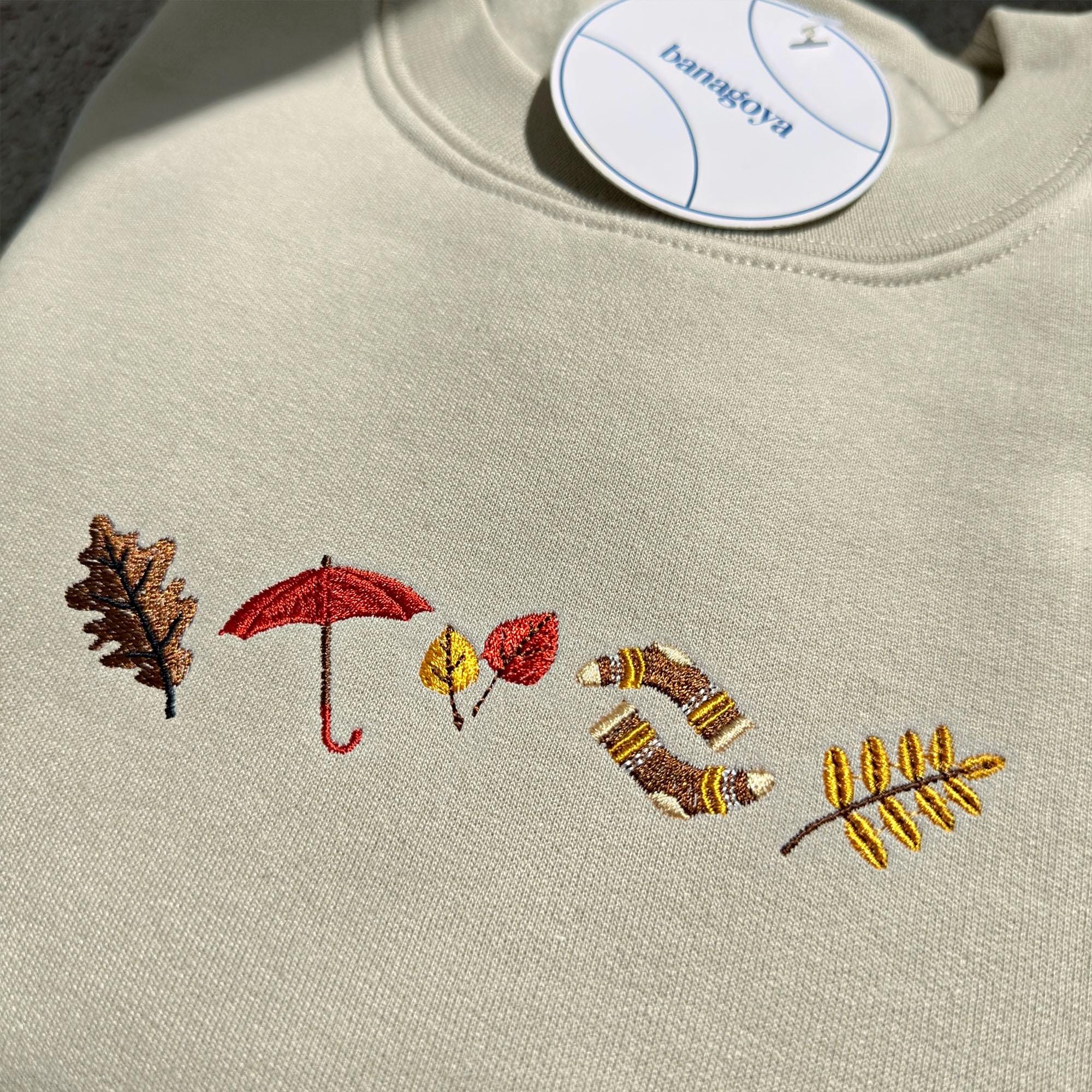 Fall leaves embroidery design