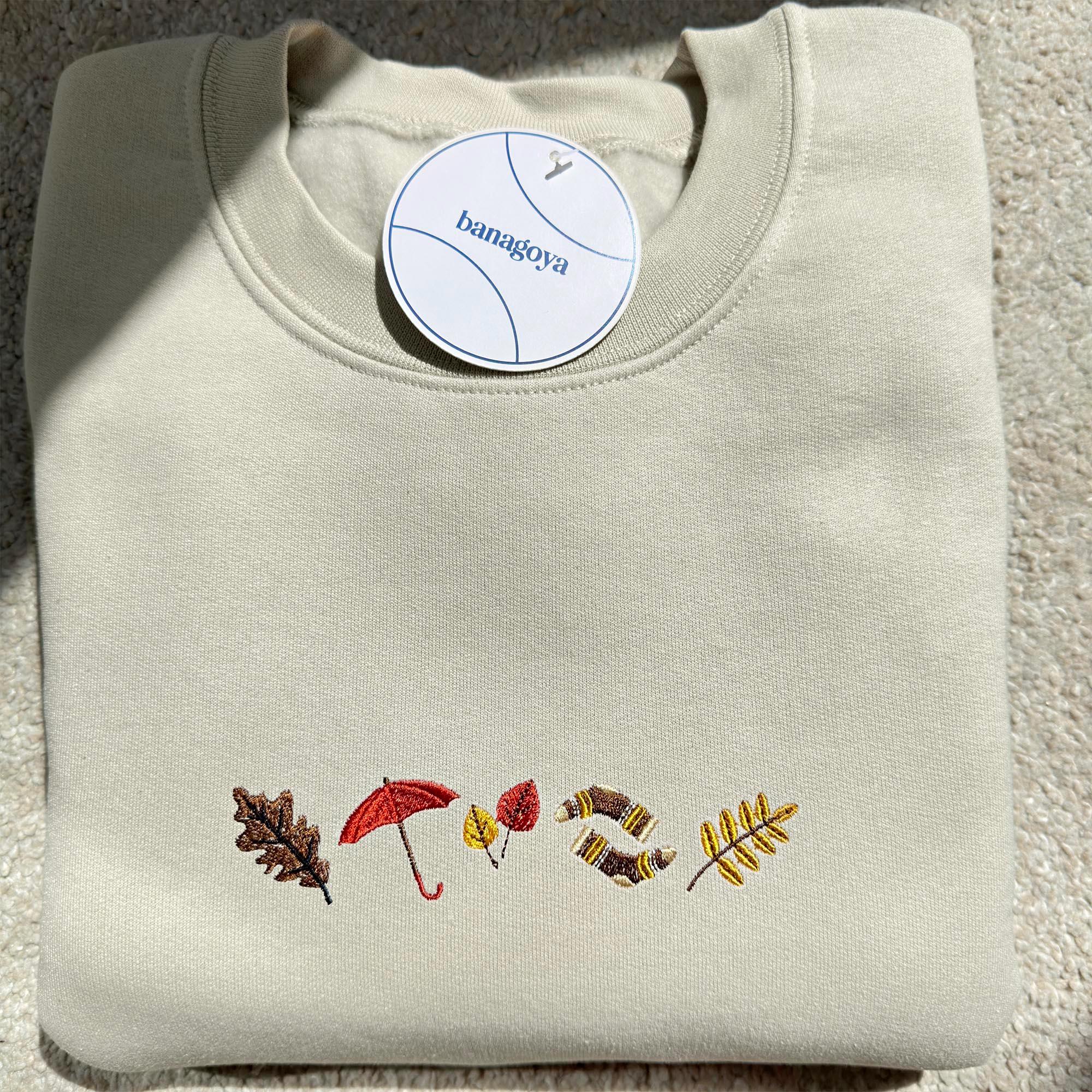 Fall leaves embroidery design