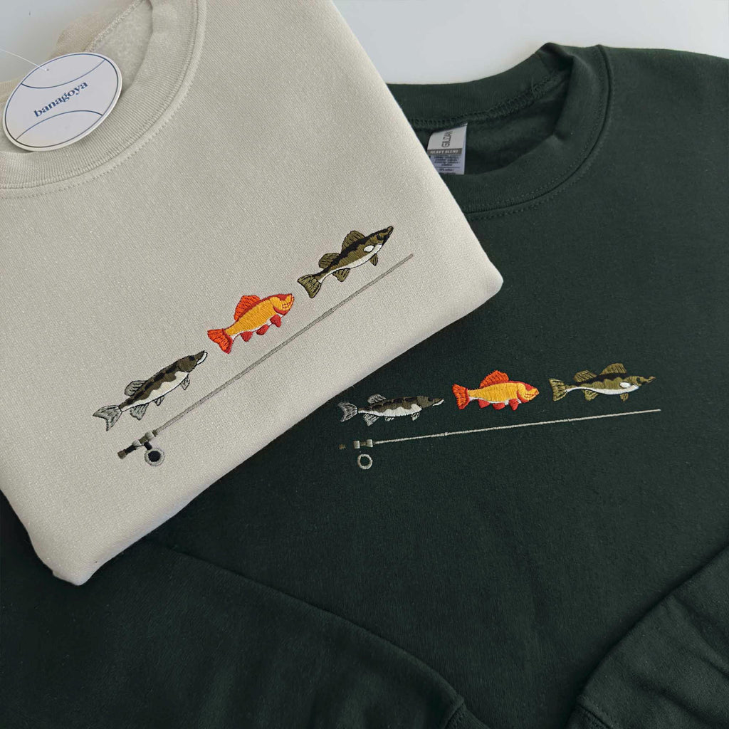 Vintage fishing embroidery design