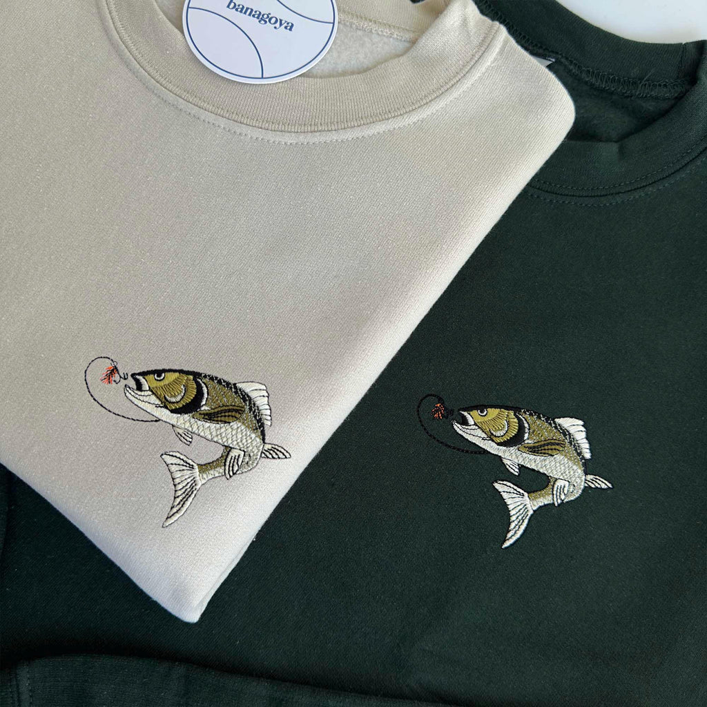 Vintage fishing embroidery design