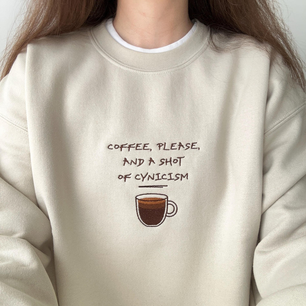 Coffee please and a shot of cynicism embroidery design
