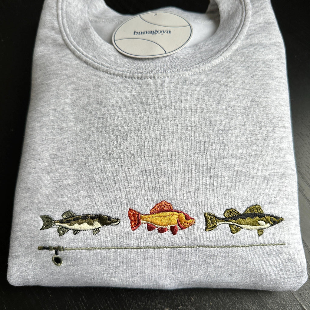 Vintage fishing embroidery design