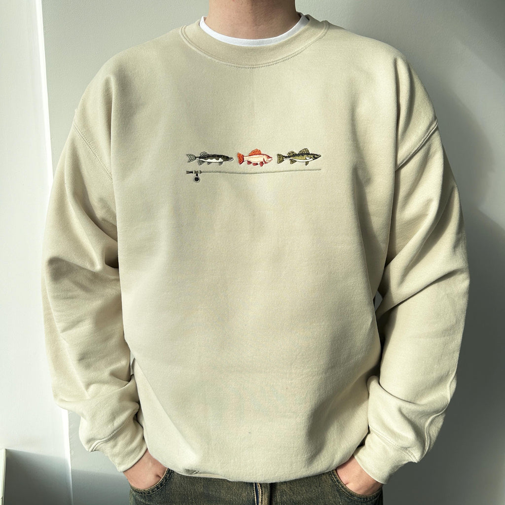 Vintage fishing embroidery design