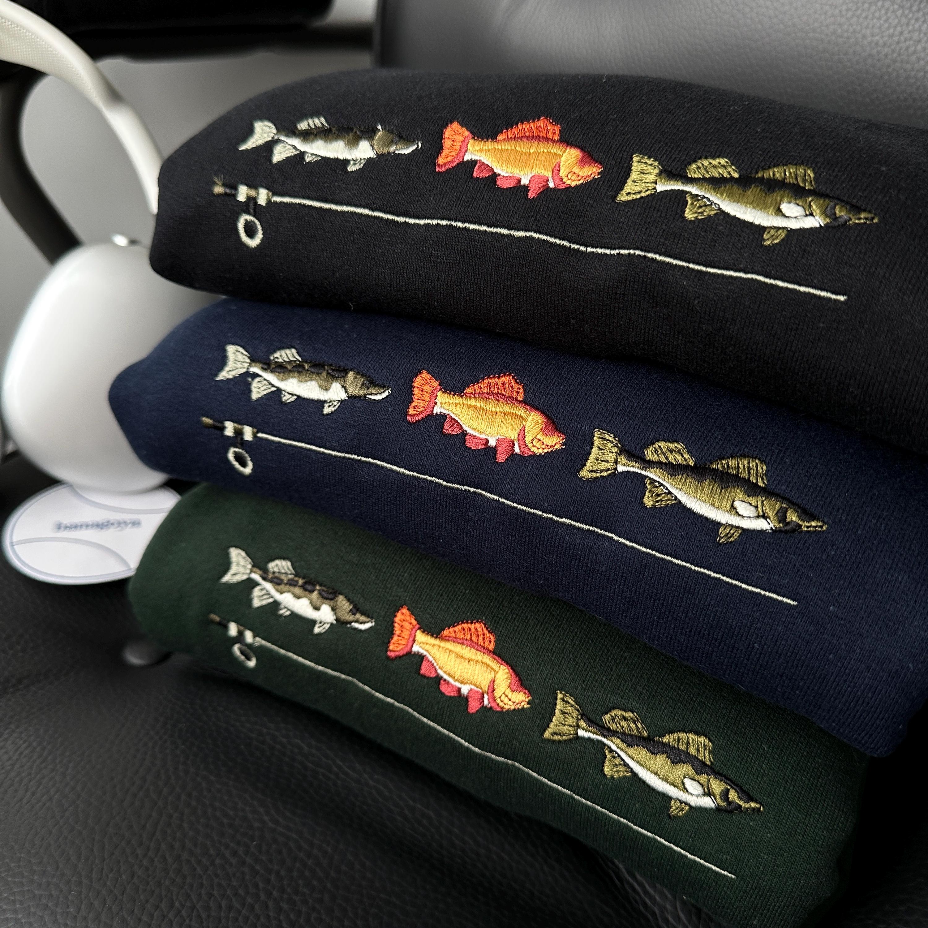 Vintage fishing embroidery design