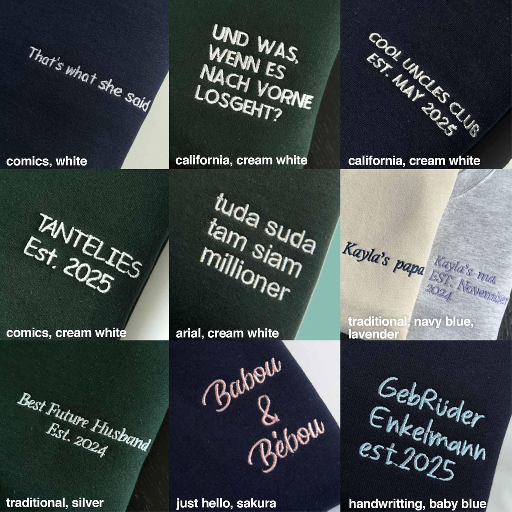 Custom text embroidery design