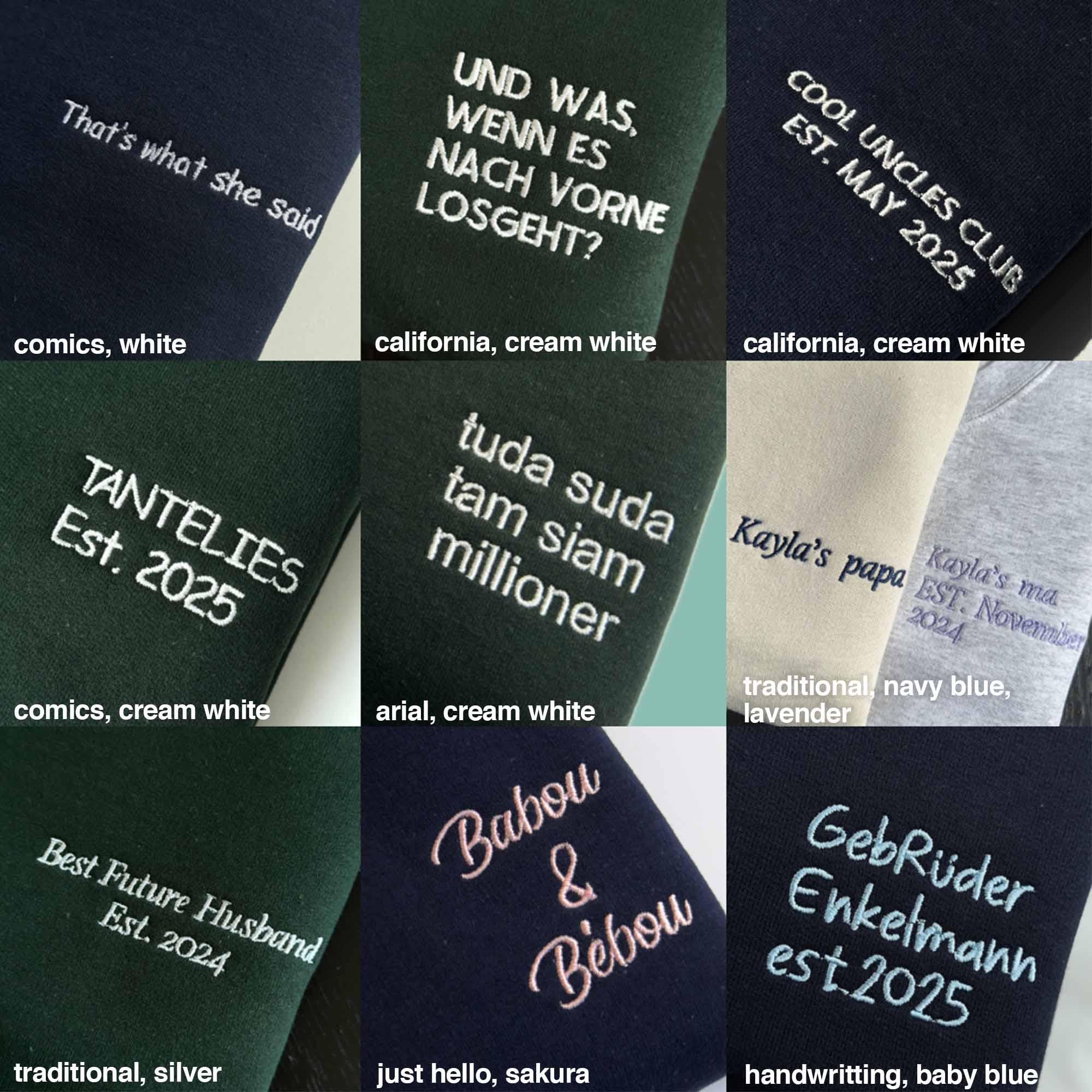 Custom text embroidery design