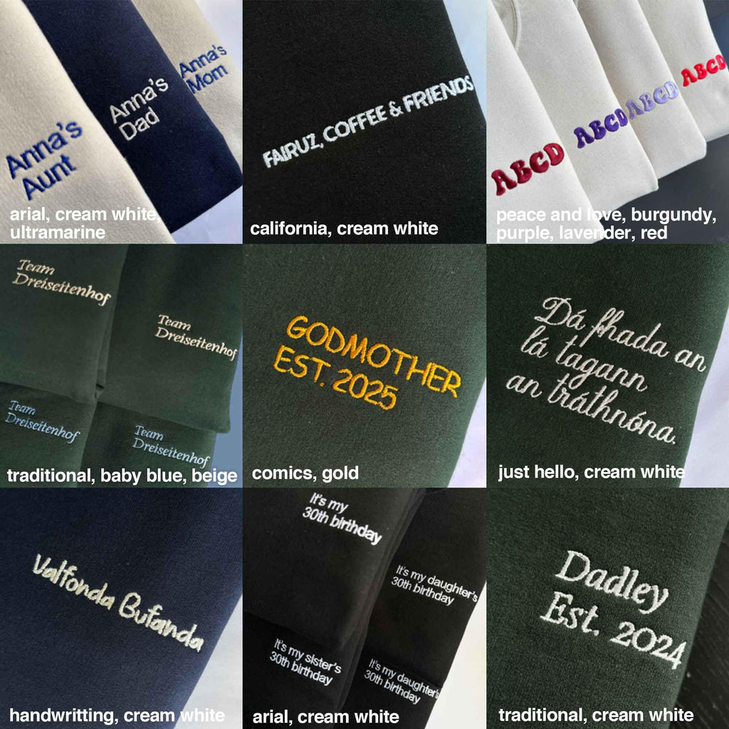 Custom text embroidery design