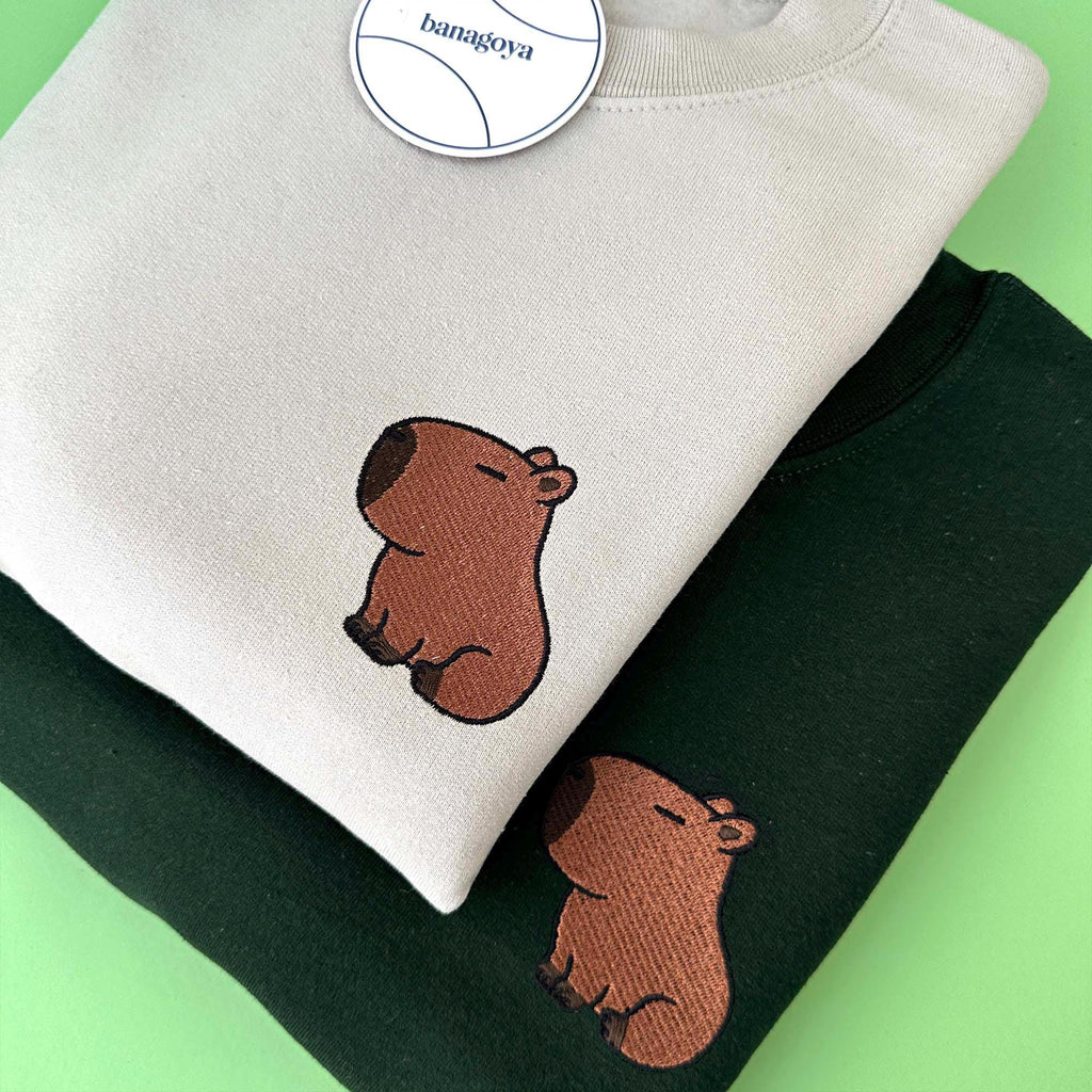 Funny capybara embroidery design