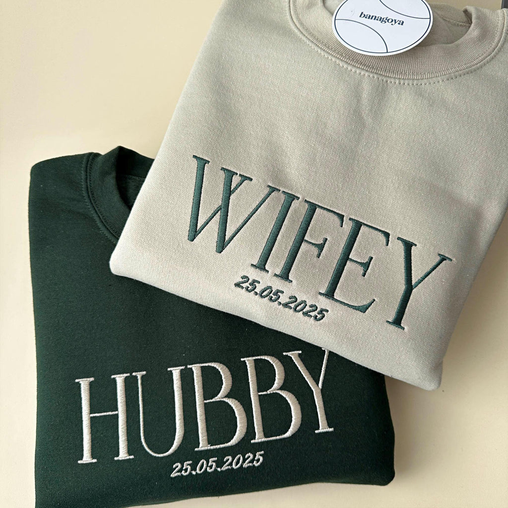 Wifey and hubby embroidery design