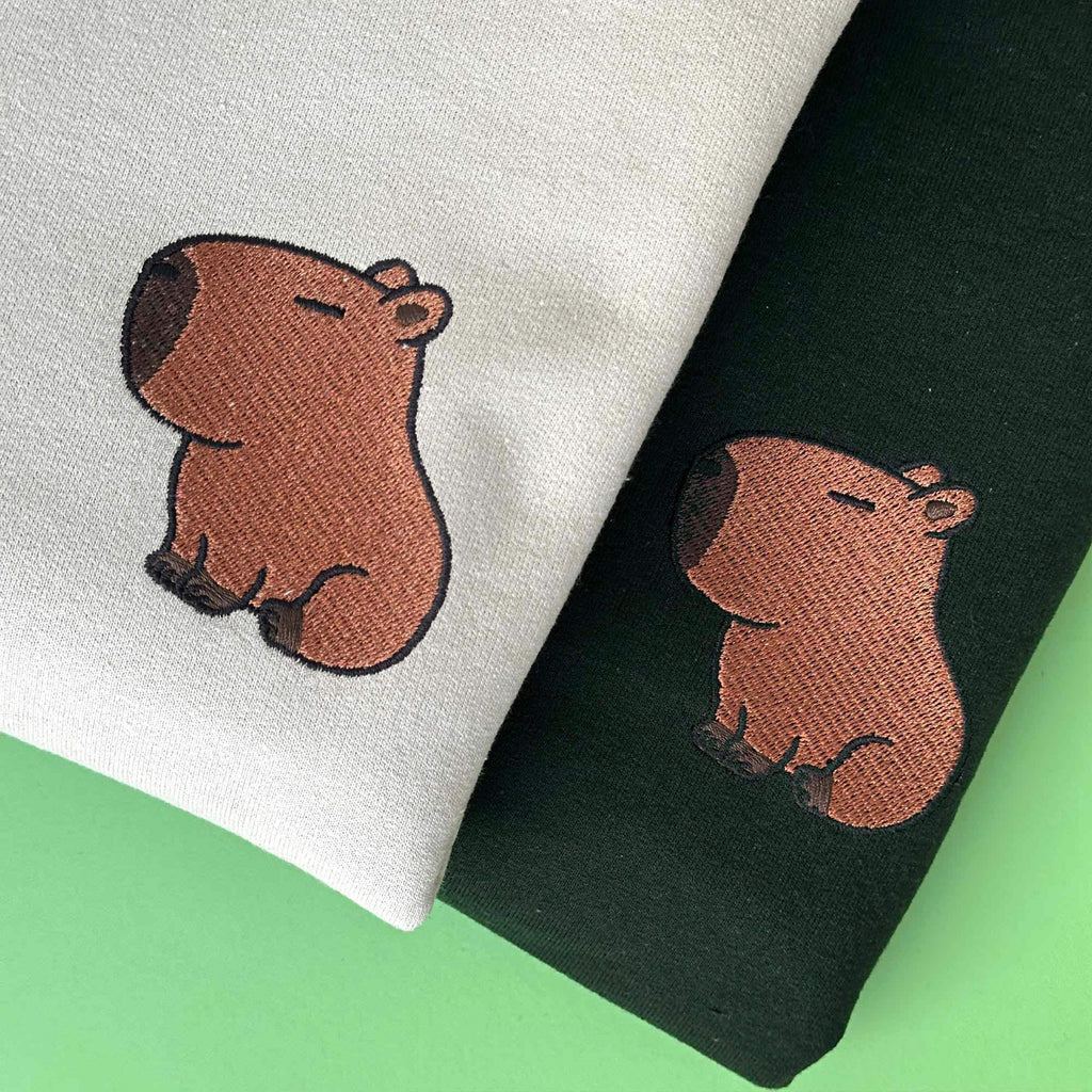 Funny capybara embroidery design