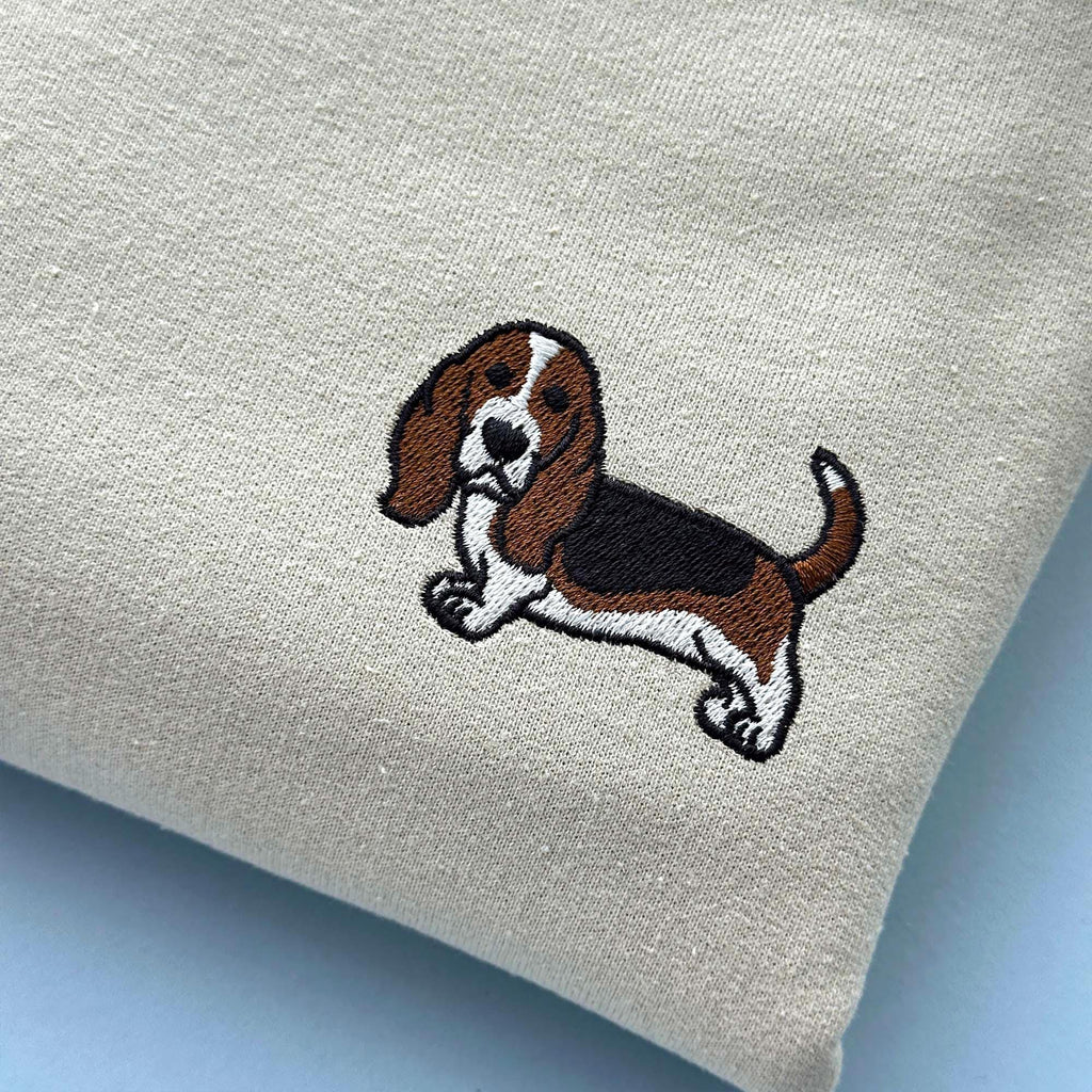 Basset hound embroidery design
