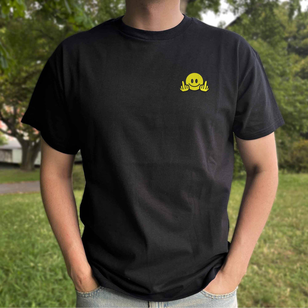 Smiley face with middle finger embroidery design