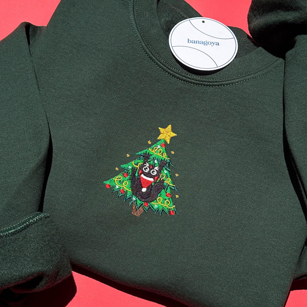 Christmas cute cat embroidery design