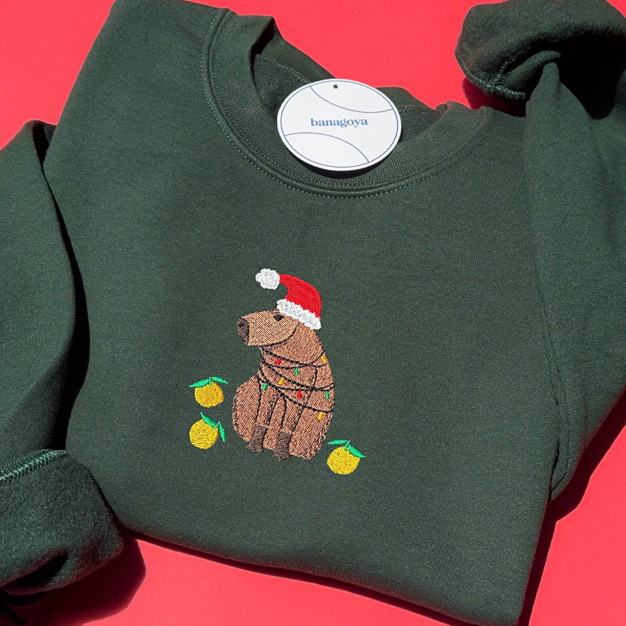 Christmas capybara embroidery design