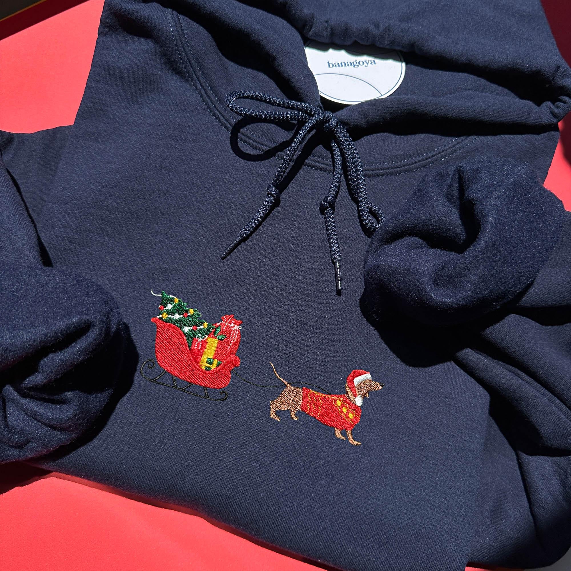 Christmas dachshund embroidery design