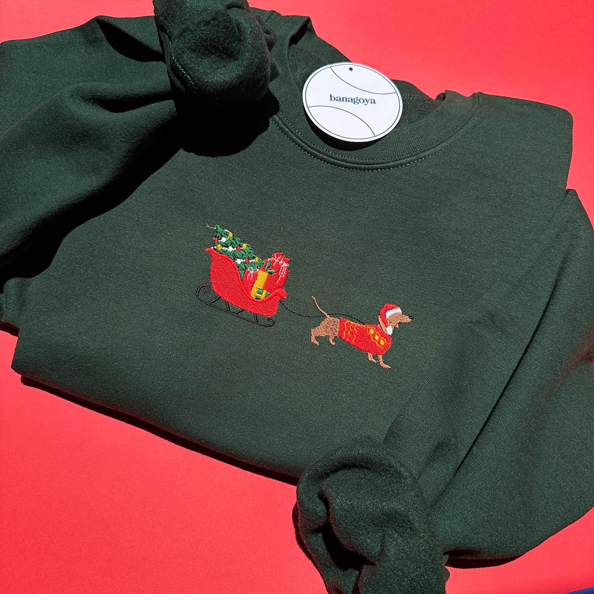 Christmas dachshund embroidery design