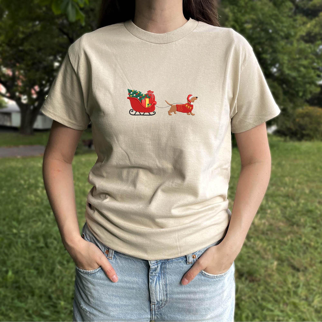 Christmas dachshund embroidery design