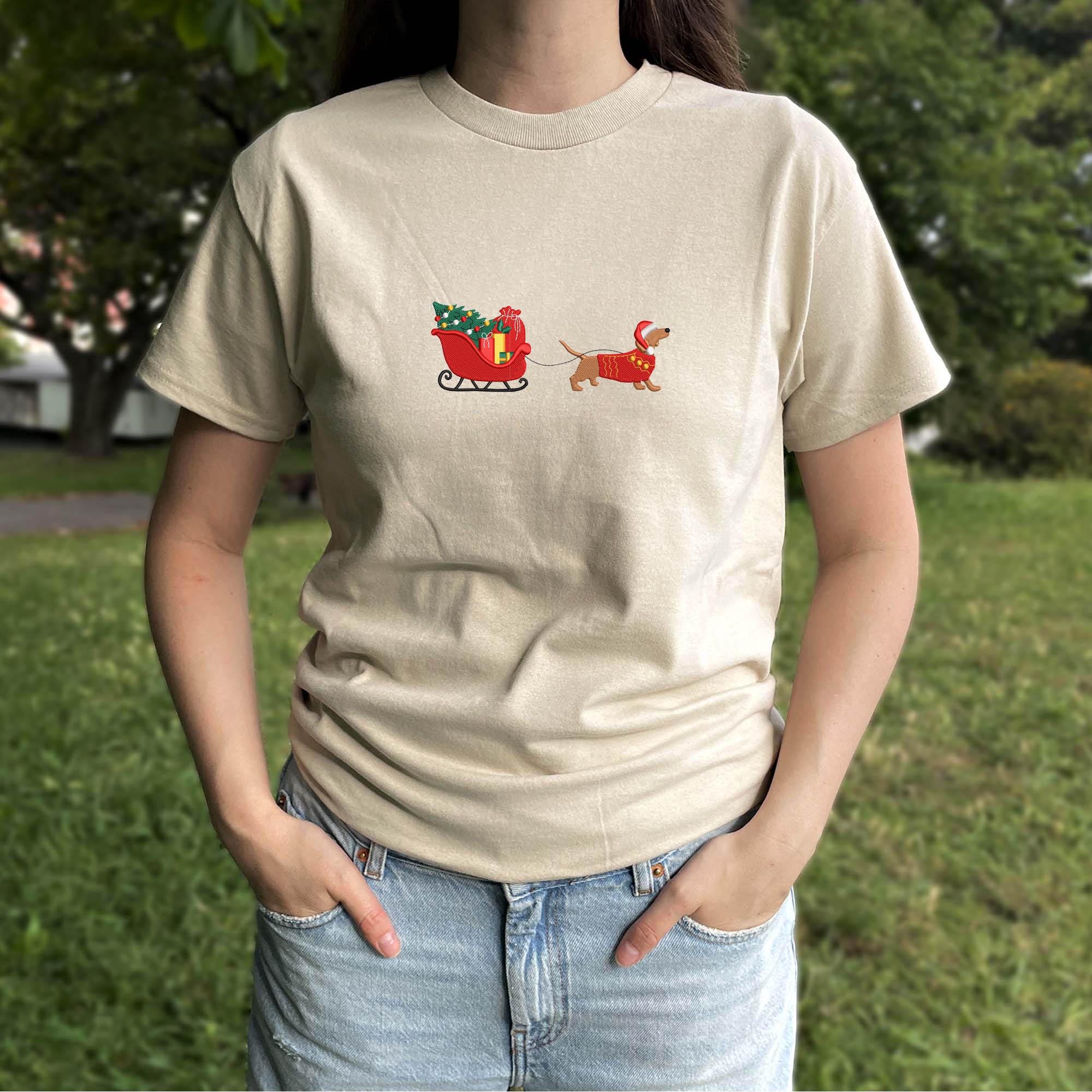 Christmas dachshund embroidery design