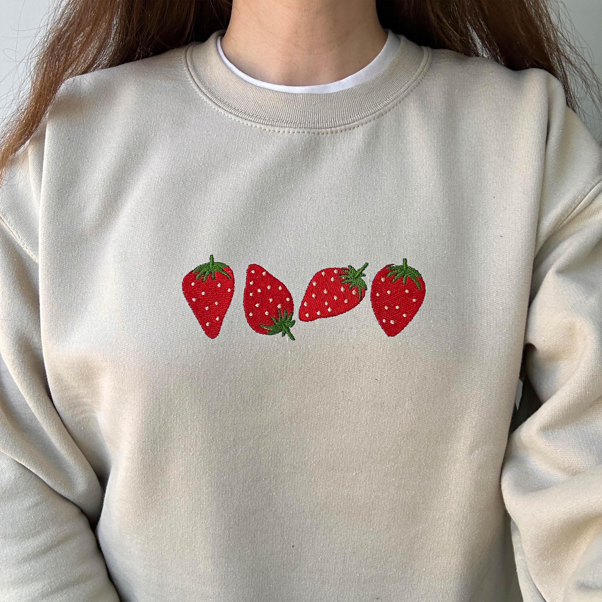 Strawberry floral embroidery design