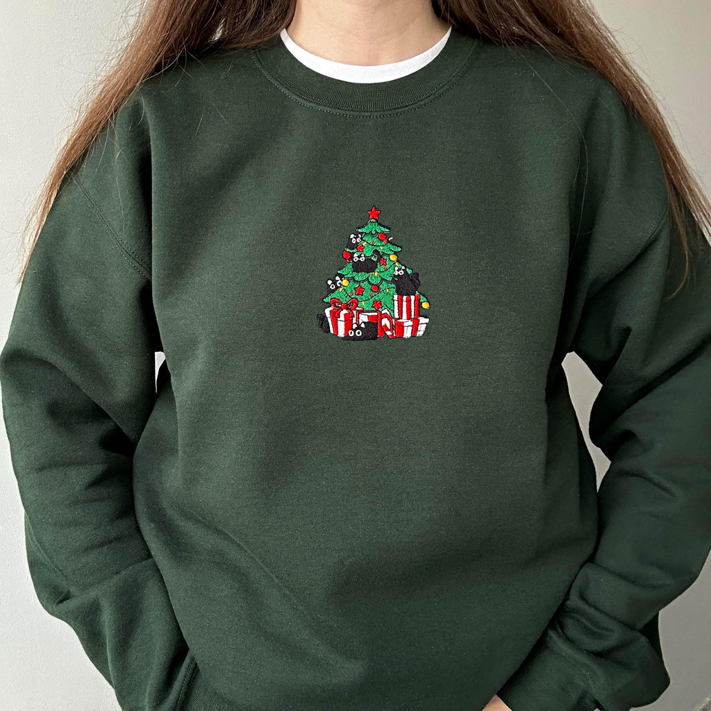 Christmas cute cat embroidery design