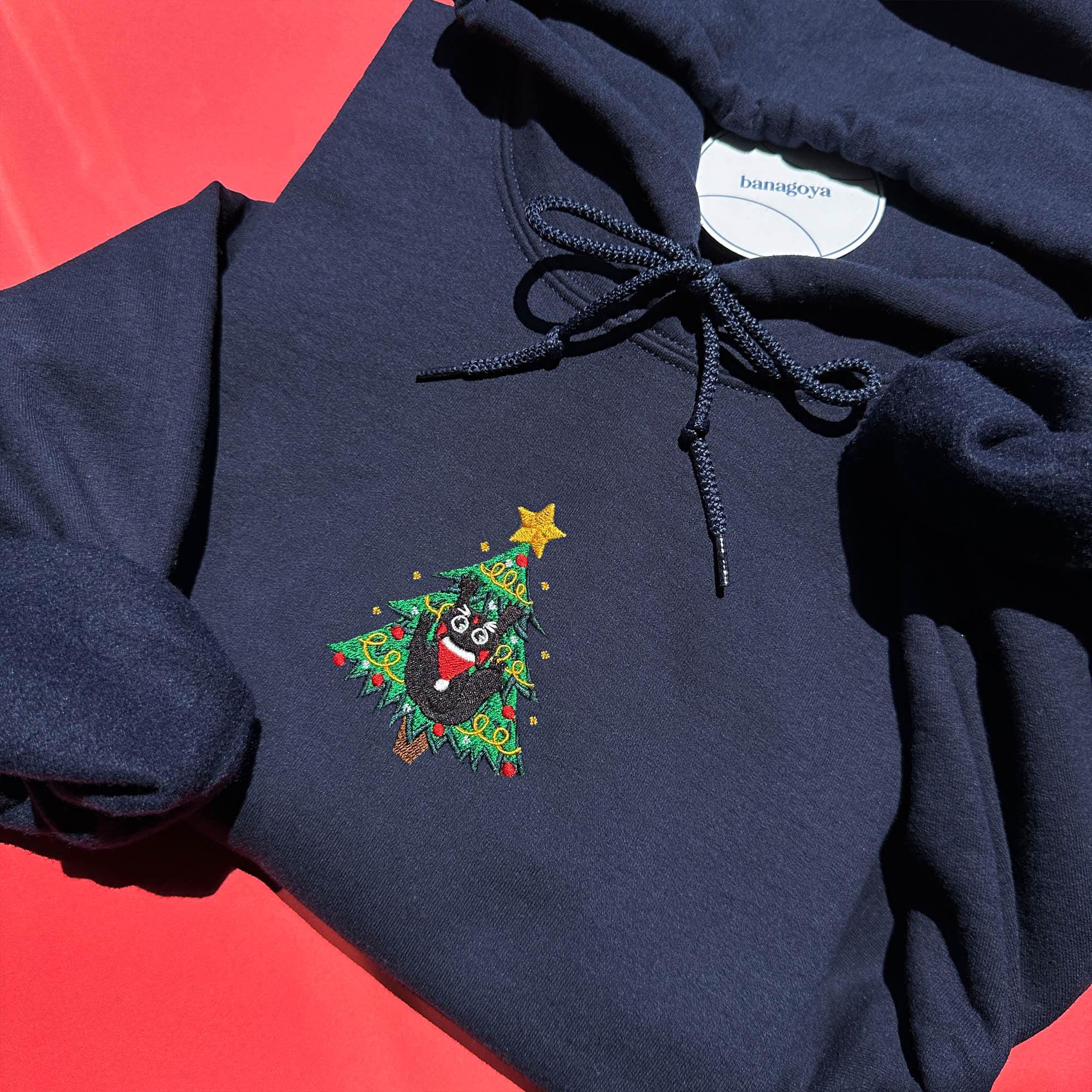 Christmas cute cat embroidery design