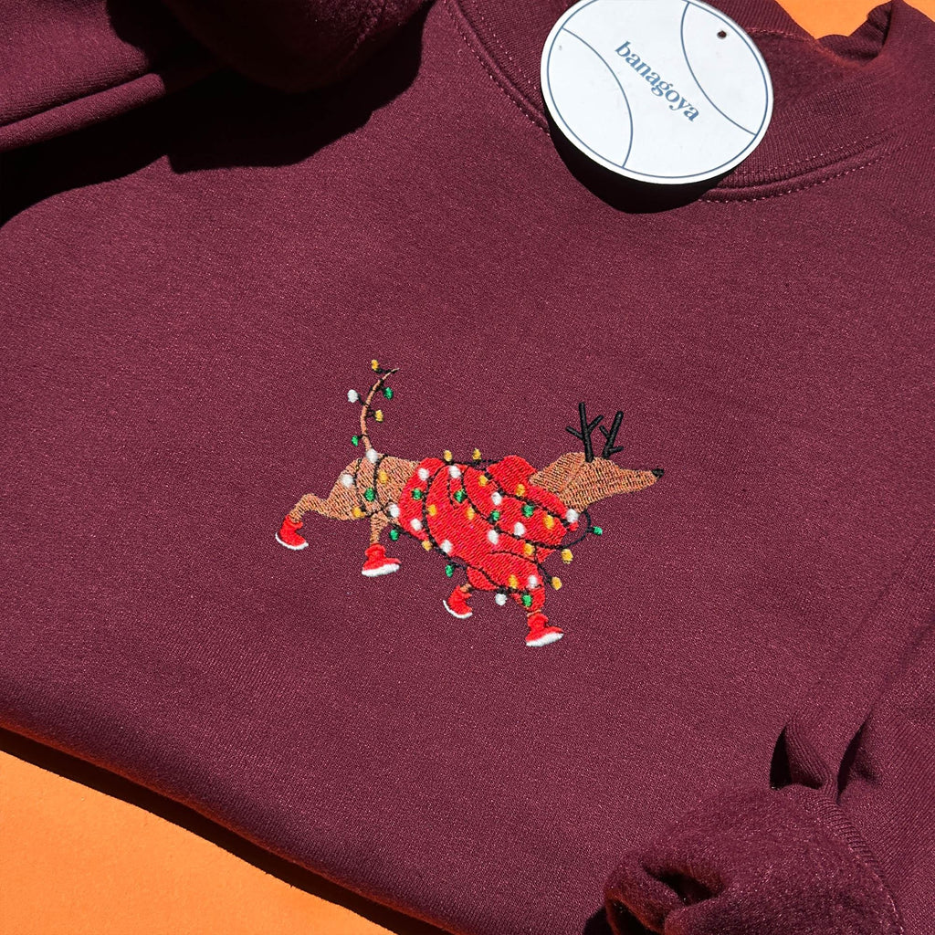 Christmas dachshund embroidery design