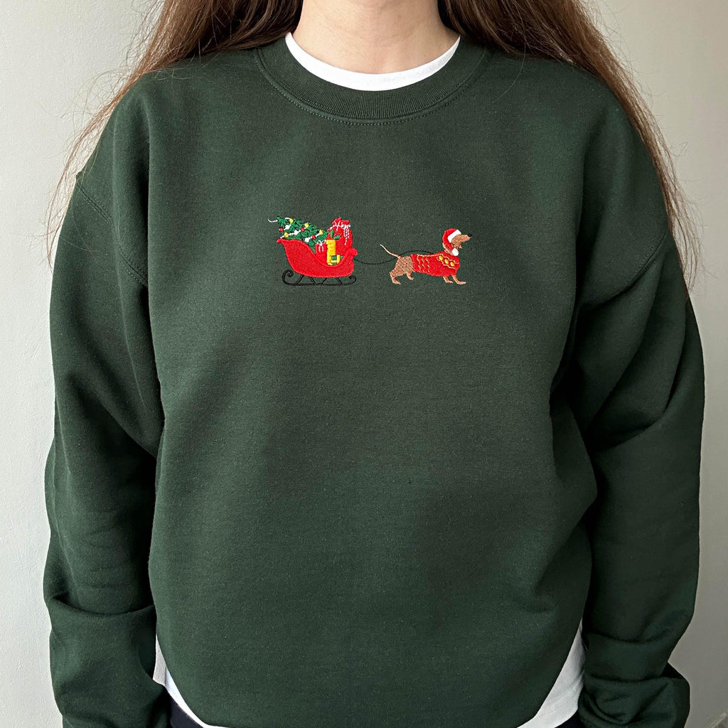 Christmas dachshund embroidery design