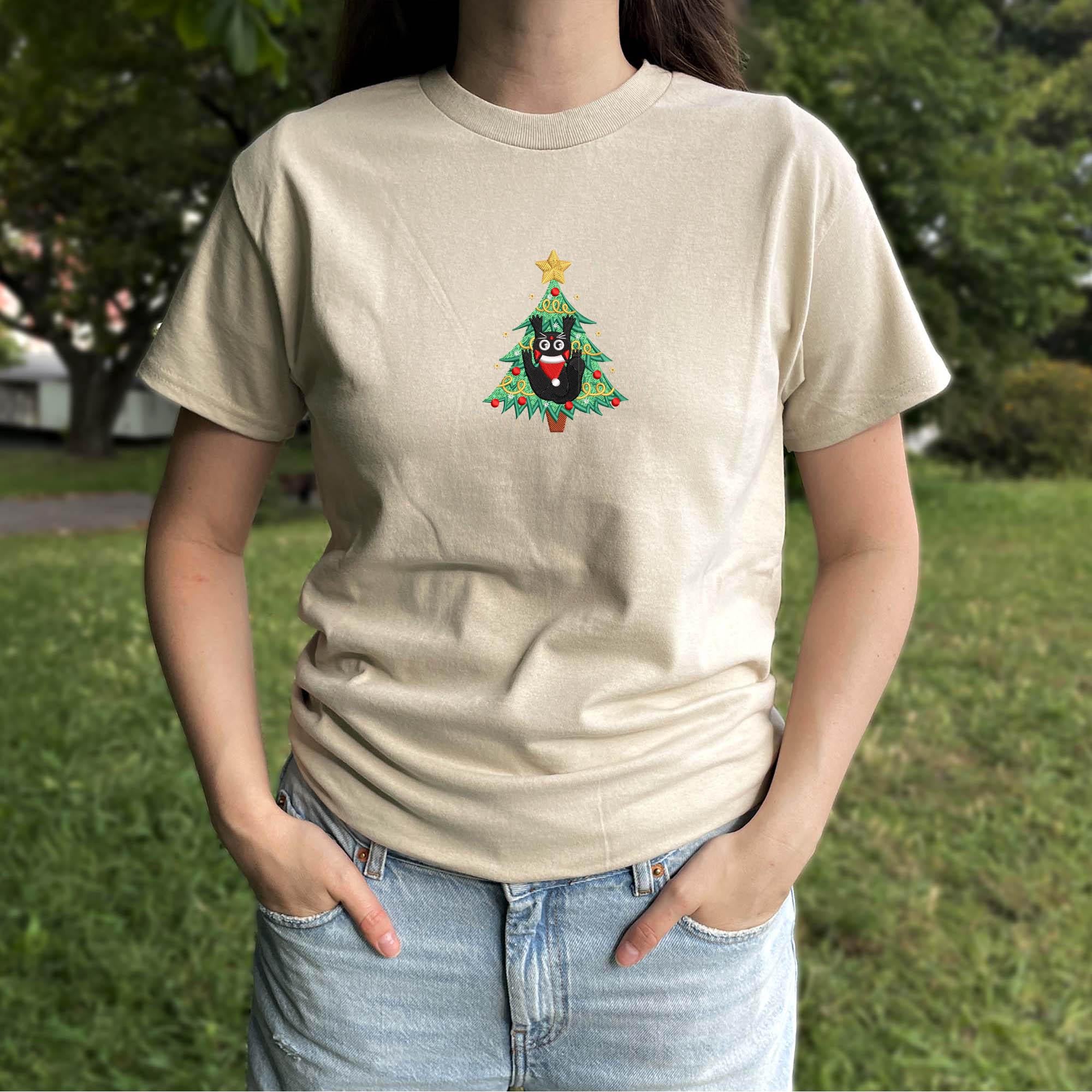 Christmas cute cat embroidery design