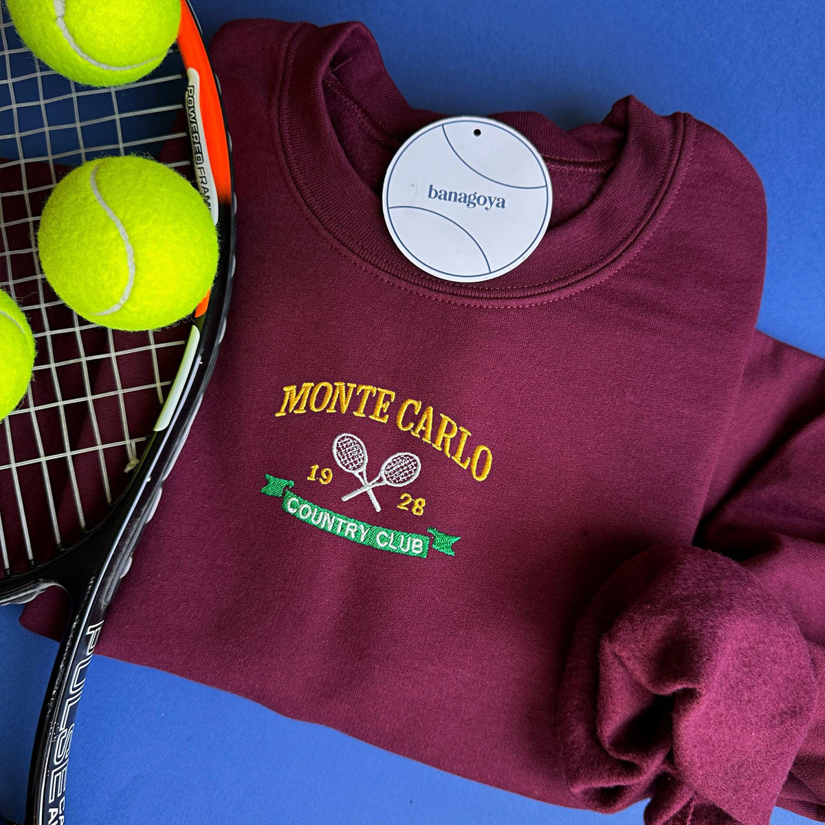 Monte Carlo Tennis Sweatshirt, Vintage Style Country Club Embroidered Hoodie, Sport Chic Shirt, Tennis Gifts For Women