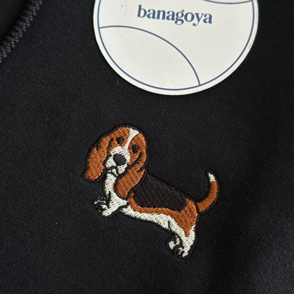 Custom Basset Hound Embroidered Sweatshirt, Hoodie & T-Shirt, Personalized Dog Gift, Minimalist Pet Embroidery for Dog Lovers