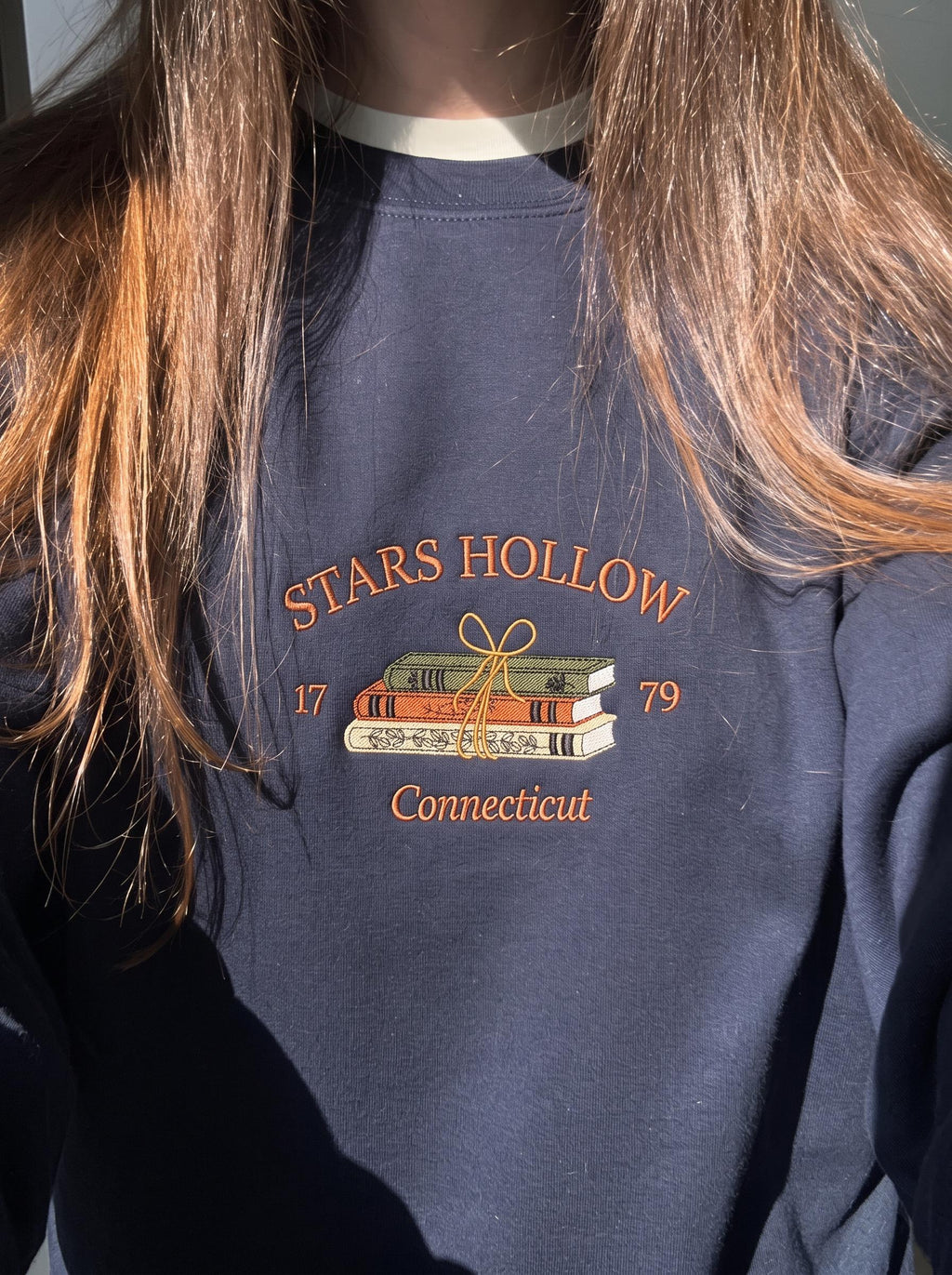 Embroidered Fall Sweatshirt, Autumn Sweater Stars Hollow, Cozy Season Shirt, Bookish Fall Style Hoodie, Womens Clothing Gift