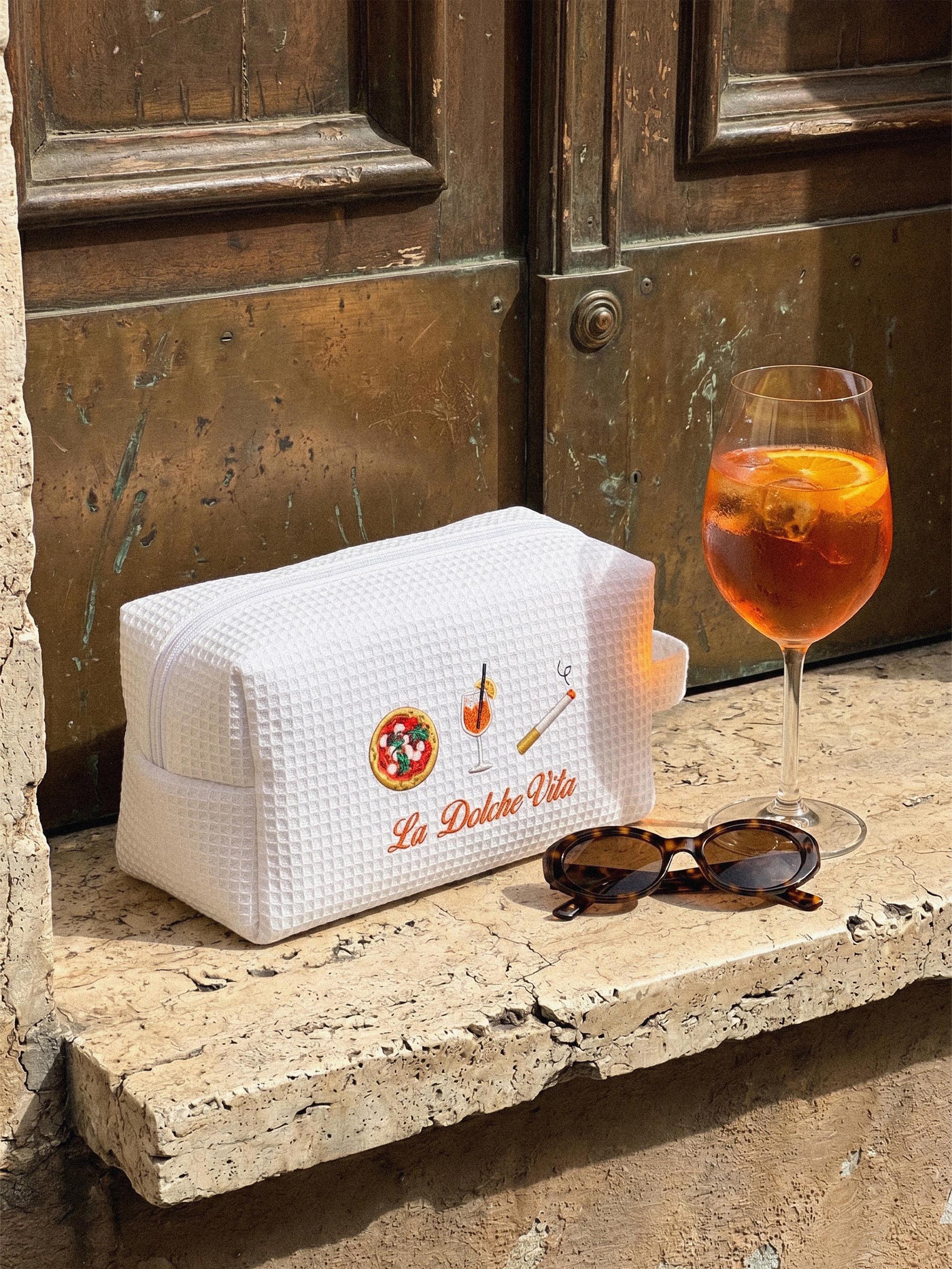 La Dolce Vita Custom Makeup Bag, Aperol Spritz Beach Bag, Travel Accessories, Italian Gifts, Girls Trip Gifts