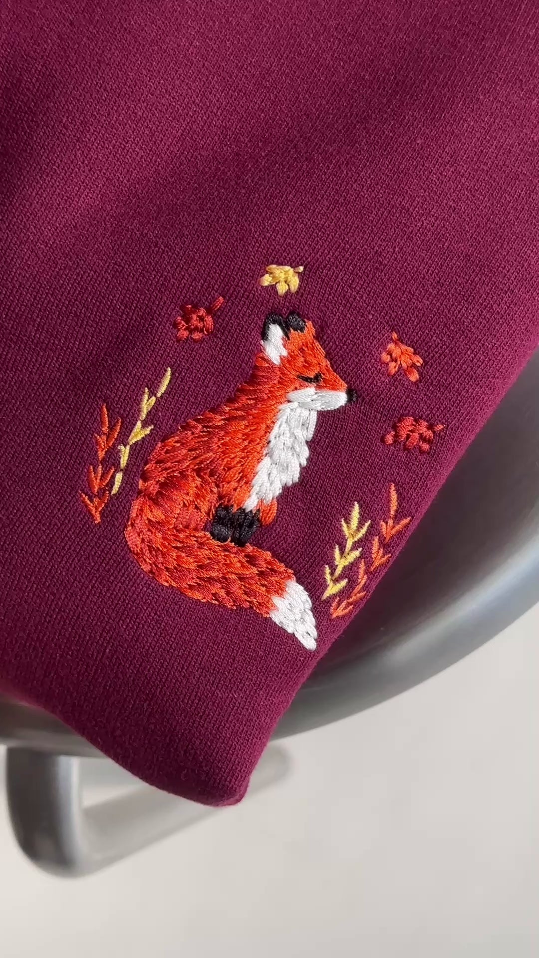 Fox Shirt, Fall Sweatshirt, Autumn Sweater, Fall Style Embroidered Hoodie, Cottagecore Crewneck, Womens Clothing Gift